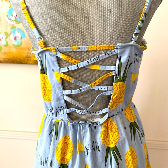SHEIN 🍍PINEAPPLE🍍 PRINT STRETCHY FABRIC SUMMER DRESS SIZE 0XL (12) 🌟EUC🌟 - Picture 8 of 12